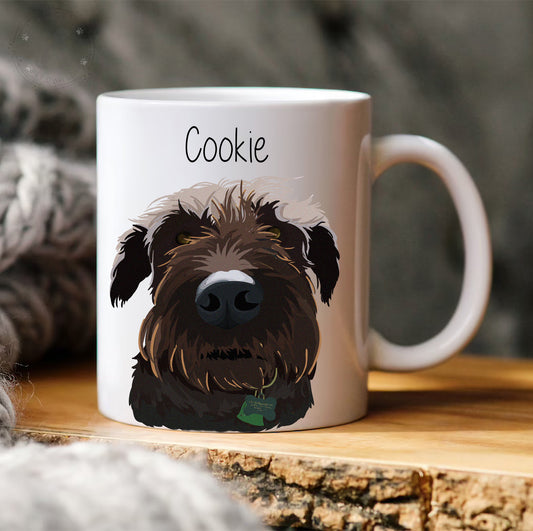 Personalized dog portrait mug created from pet photo