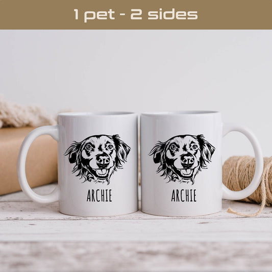 Personalized dog portrait coffee mug from photo