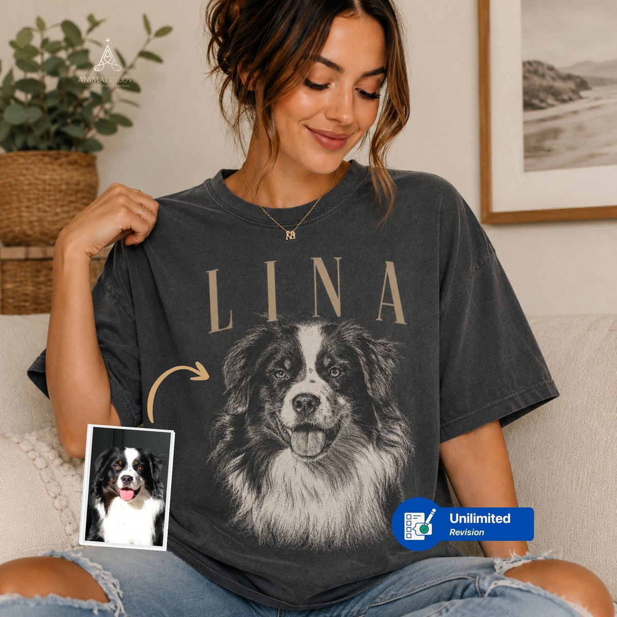 Custom Dog Portrait Shirt from Photo