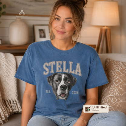 Custom Pet Portrait T-Shirt, Personalized Vintage Bootleg Style Pet T-Shirt