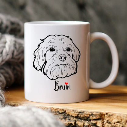 Custom pet line drawing mug with dog name