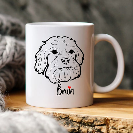 Custom pet line drawing mug with dog name