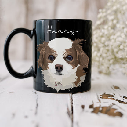 Illustrated pet portrait mug from customer photo