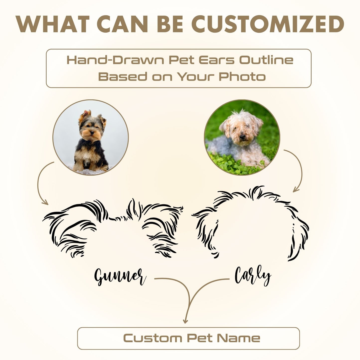 Custom Pet Ears Outline Crewneck Sweatshirt - Sleeve Portrait + Name