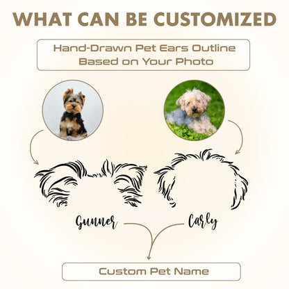 Custom Pet Ears Outline Crewneck Sweatshirt - Sleeve Portrait + Name