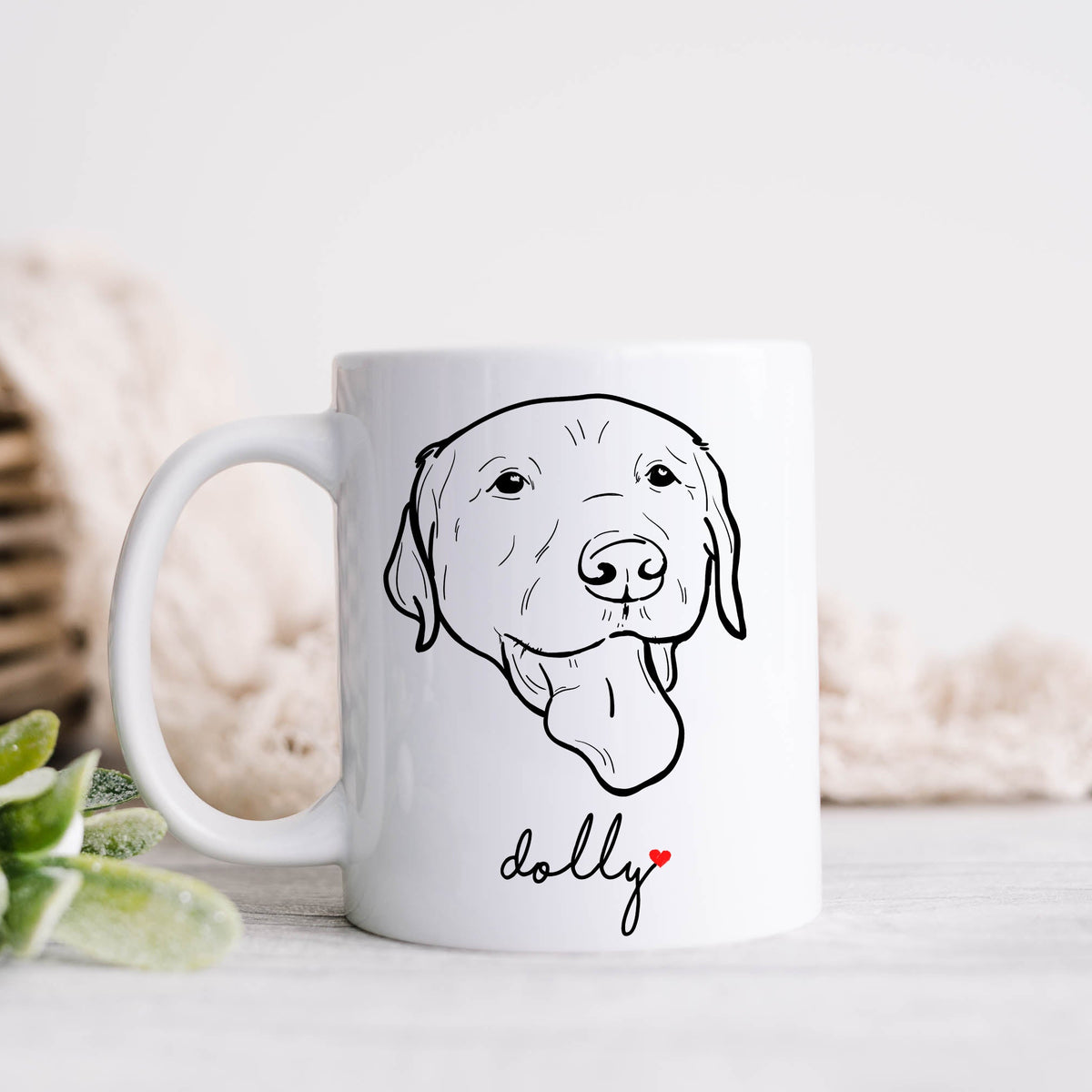 Personalized dog portrait coffee mug from photo