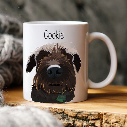 Personalized dog portrait mug created from pet photo