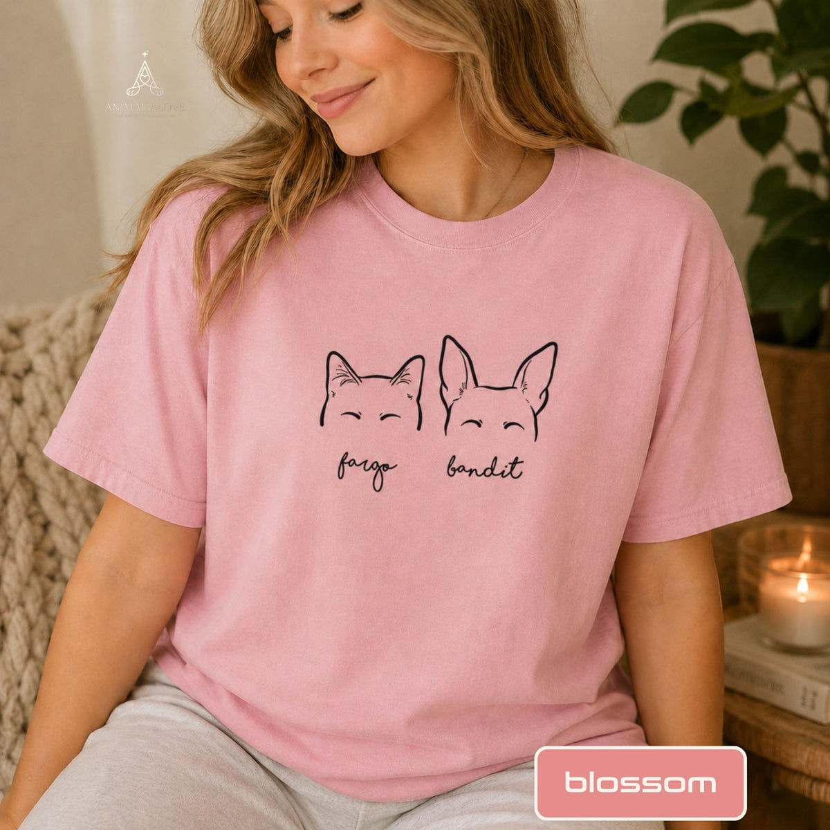 Custom Pet Outline Shirt with Names – Minimal Personalized Pet T-Shirt