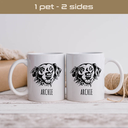 Personalized dog portrait coffee mug from photo