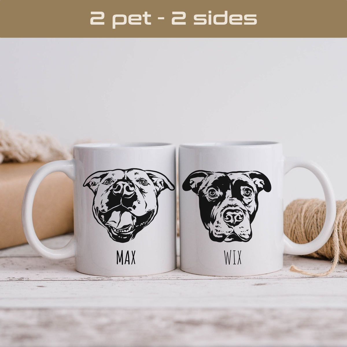 Custom dog face mug with pet name