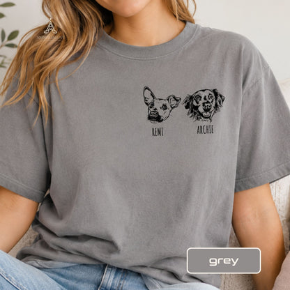 Personalized Dog Cat Face Comfort Color T-Shirt