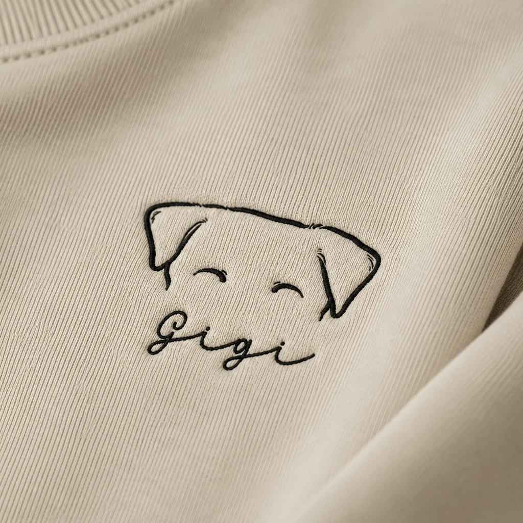 Embroidery Custom Dog Ears Outline Sweatshirt | Personalized Minimalist Pet Ears Sweater