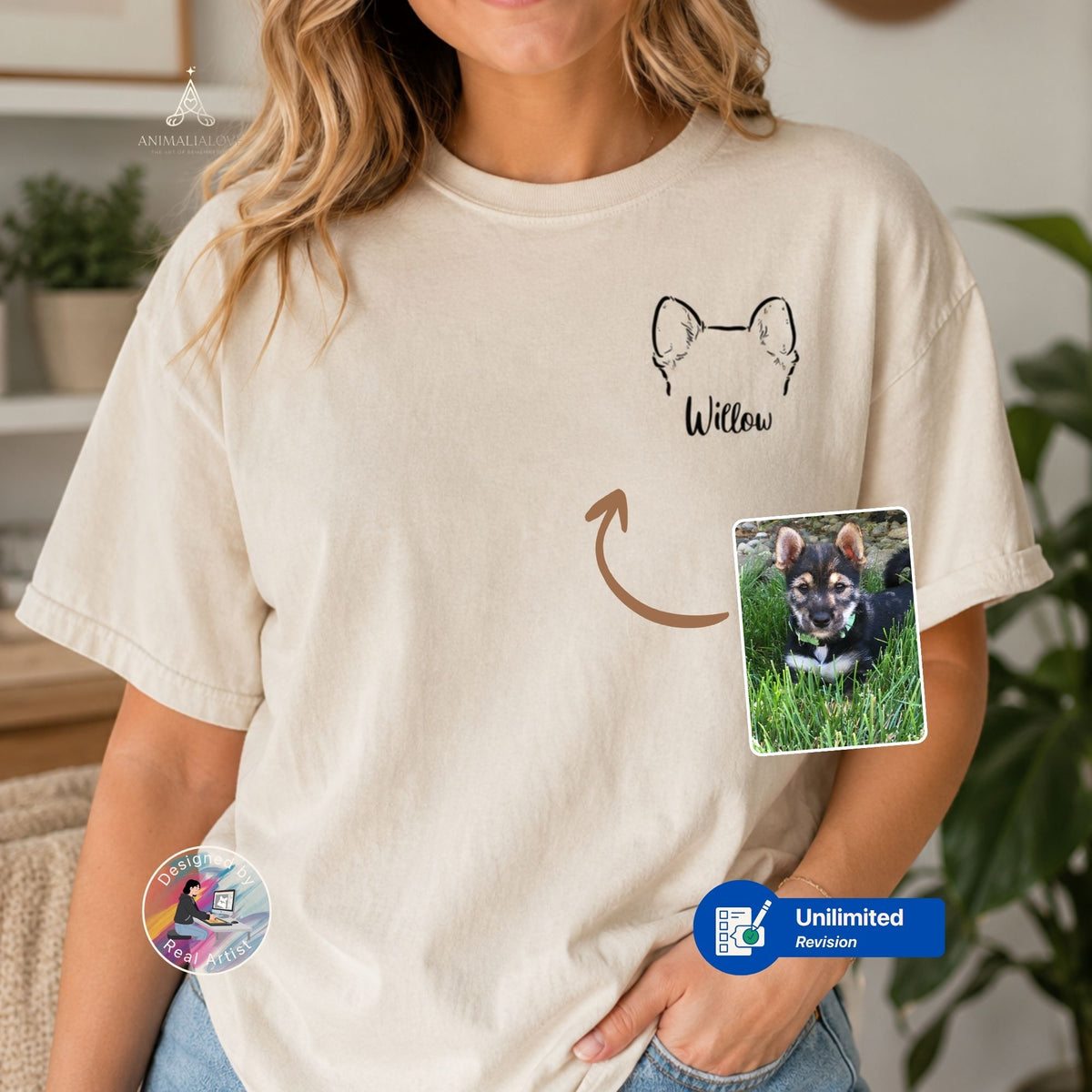 Custom Pet Ears Outline Shirt with Name – Comfort Colors 1717