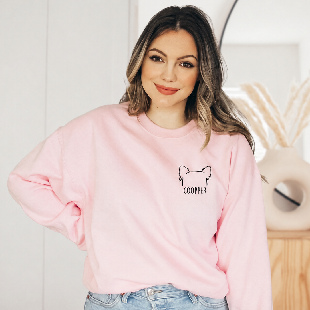 Custom Two Pet Outline Sweatshirt – Personalized Dog & Cat Portrait with Names