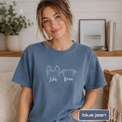 Custom Pet Outline Shirt with Names – Minimal Personalized Pet T-Shirt