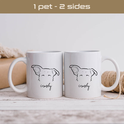 Dog outline mug personalized with pet name
