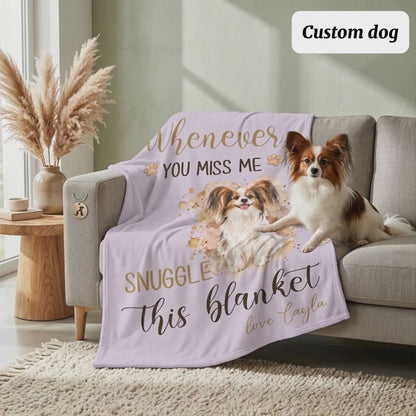 Personalized Watercolor Pet Portrait Blanket – Whenever You Miss Me