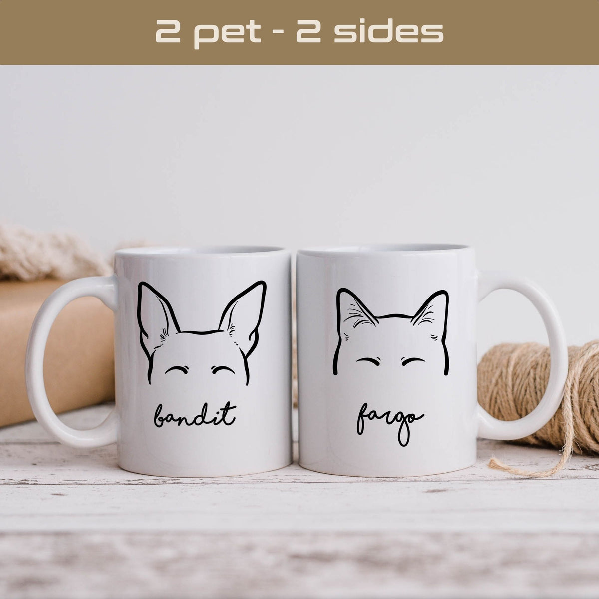 Custom minimalist pet portrait coffee mug